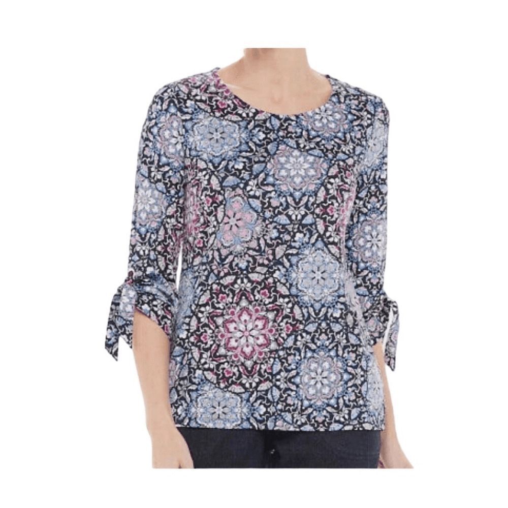 Croft & Barrow Floral Kaleidoscope 3/4 Sleeve Blouse